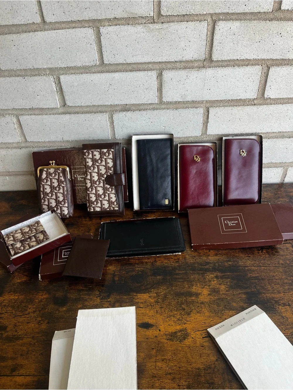 Dior Multi-Piece Wallet & Card Case Assortment in Burgundy, Brown, Black, Cream